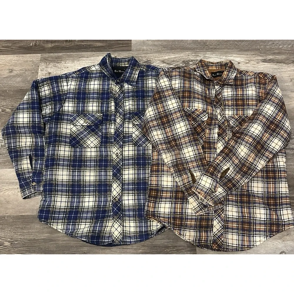 Bud Berma Quilted lined  Flannels‎ Lot Of 2 Size Medium